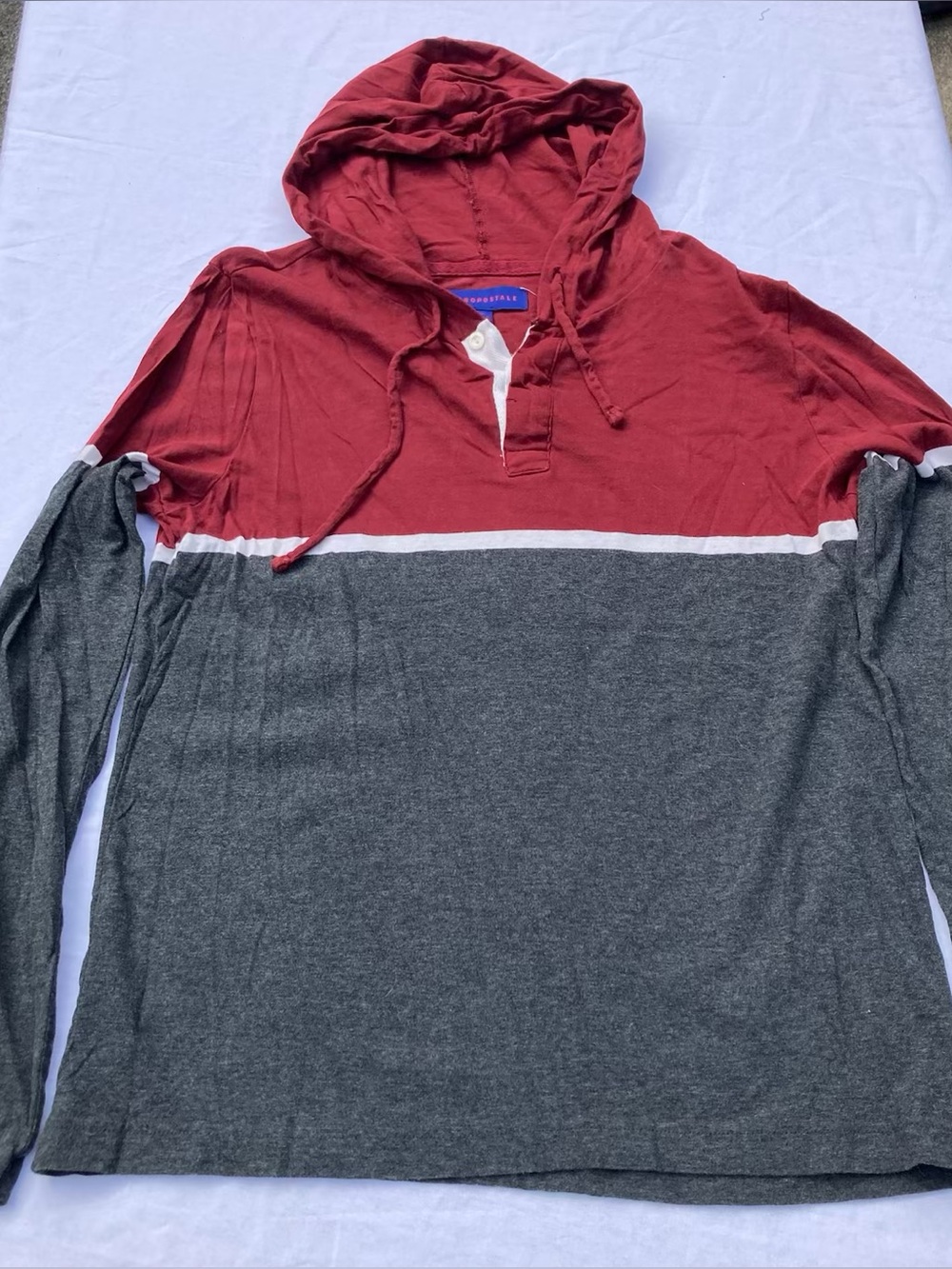 Aerospotale Pullover Sweatshirt Hoodie Men's M Red Gray Lightweight Long Sleeve